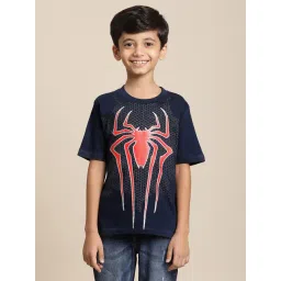 Kidsville Spiderman Printed Navy Tshirt For Boys-picture-19