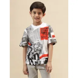 Kidsville Spiderman Printed Regular Fit Hooded Tshirt For Boys-picture-13