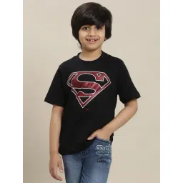 Kidsville Superman Printed Regular Fit Black T-Shirt For Boys-picture-36