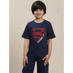 Kidsville Superman Printed Regular Fit Navy T-Shirt For Boys-picture-29