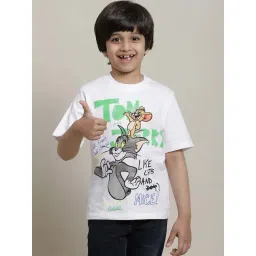Kidsville White & Green Cotton Printed Tom & Jerry T-Shirt-picture-47