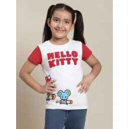 Kidsville White & Red Cotton Printed Hello Kitty T-Shirt-picture-18