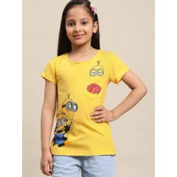 Kidsville Yellow Cotton Printed Minions T-Shirt-picture-37