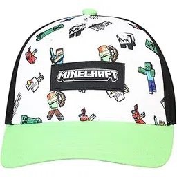 Kidsville Official Minecraft Printed Caps for Kids Boys White/Green-picture-12