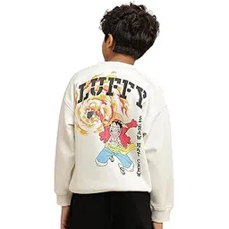 Kidsville Official One Piece Luffy Anime Printed Oversized Sweatshirt for Boys-picture-13