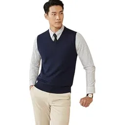 kidz play zone Daily Dude Men's Solid Sleeveless Sweater | Soft & Lightweight Regular Fit V Neck Casual Sweater for Winter Navy-picture-42