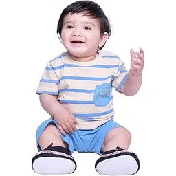kidzo Baby Boys Classic Fit Cotton Solid T-Shirt and Short Set | Multicolor | 9-12 Months | KIDS13114-picture-46