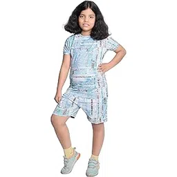 kidzo Girls Classic Regular-Fit Shirt and Short Set | Multicolor | 10-11 Years | KIDS13008-picture-16