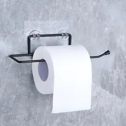 kienlix Modern Adhesive Paper Towel Holder, Wall Mounted, Black, Carbon Steel Toilet Paper Holder-picture-11