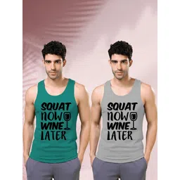 KIK33 Pack of 2 Printed Round Neck Gym Vest-picture-16
