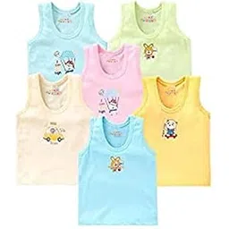kike New Born Baby Pure Cotton Printed Regular Fit Sando Innerwear Baniyan Kids Vest Infants Sleeveless Undershirts for Cute Boys Girls 0-24 Months Pack of 6-picture-32