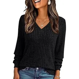 kikwit Womens V Neck Long Sleeve Sweatshirt Fall Fashion Tops Tunic Dressy Casual Sweater Clothes Cute Trendy Work-picture-22