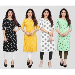 killari Pack of 4 Women Printed Crepe Straight Kurta-picture-39
