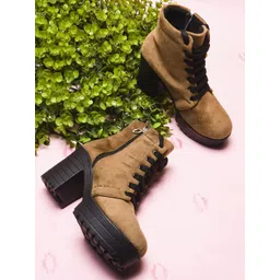 Killer Women Round Toe Lace-Up Block Heel Boots-picture-41