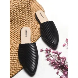 Killer Women Striped Pointed Toe Mules Flats-image-8