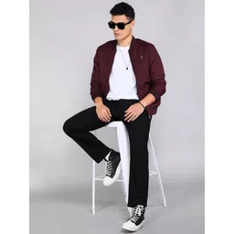 Men Solid Bomber Jacket-image-12