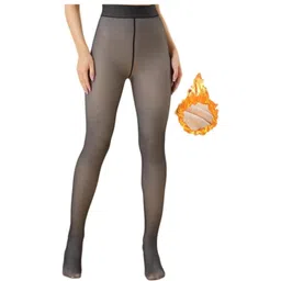 Kilvis Women Black High Waist Stretchable Fleece Thermal Winter Dual Tone Stocking-picture-12