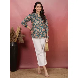 KIMAYRA Floral Print Flared Sleeve Cotton Top-picture-27