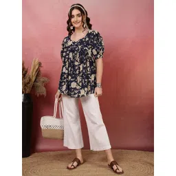 KIMAYRA Floral Print Puff Sleeve Cotton Top image 4