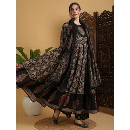 KIMAYRA Floral Printed Anarkali Pure Cotton Kurta With Palazzos And Dupatta-picture-15