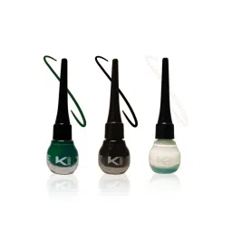 KINDED Liquid Eye Liner Midnight Black, White Pearl & Dapper Green Combo-picture-28