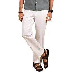 kingdom of white Lounge Pants | Comfortable and Soft Linen-like Texture | Cotton Blend Fabric with Drawstring & Button Closure with Zipper | Breezy Leisure & Casual Wear White Pants for Men-picture-24