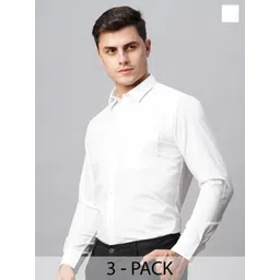 KINGDOM OF WHITE Pack of 3 Classic Fit Spread Collar Formal Shirt-picture-31
