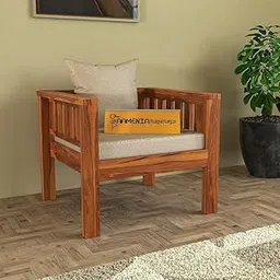 KINGS HOME FURNITURE Sheesham Wooden 1 Seater Sofa for Living Room | Rosewood 1 Seater Cushion Sofa Low Height | Solid Wood Sofa Set for Lounge (1 Seater,Honey)-picture-19