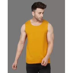 kings london Mens Mustard Solid Vest Men Vest-picture-21