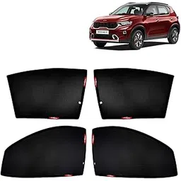 KINGSWAY® Sonet Car Sun Shade Z-Black Non Magnetic Fix Type Curtains for 2020 to 2024 Model, Compatible with Kia Sonet Side Window Car Sunshade, Only Half Cut in Front Window, Black, 4 Piece-image-17