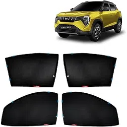 KINGSWAY® XUV 3XO Car Sun Shade Half Cut Magnetic Curtains for 2024 Onwards Model, Compatible with Mahindra XUV 3XO Side Window Car Sunshade, Only Half Cut in Front Window, Black, 4 Pieces-image-32