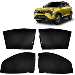 KINGSWAY® XUV 3XO Car Sun Shade Z-Black Non Magnetic Fix Type Curtains for 2024 Onwards Model, Compatible with Mahindra XUV 3XO Side Window Car Sunshade, Only Half Cut in Front Window, Black, 4 Piece-image-35