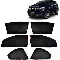KINGSWAY® XUV 700 Car Sun Shade Z-Black Non Magnetic Fix Type Curtains for 2021 Onwards Model, Compatible with Mahindra XUV 700 Side Window Car Sunshade, Only Half Cut in Front Window, Black, 6 Piece-image-16