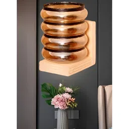 KINIS Beige & Black Textured Wooden Cylinder Shaped Wall Lamp-picture-11