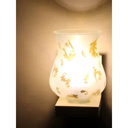 KINIS Beige & Gold-Toned Floral Printed Wooden Quirky Wall Lamp-image-39
