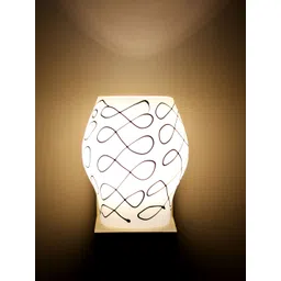KINIS Beige & White Printed Wooden Cylinder Shaped Wall Lamp-picture-21