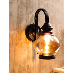 KINIS Black & Gold-Toned Textured Metal Abstract Shaped Wall Lamp With Bulb-picture-23