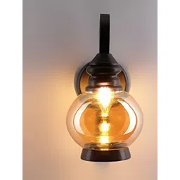 KINIS Black & Gold-Toned Textured Metal Spherical Shaped Wall Lamp With Bulb-picture-13