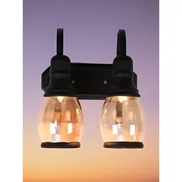 KINIS Black & Transparent Textured Metal Abstract Shaped Wall Lamp With Bulb-picture-27