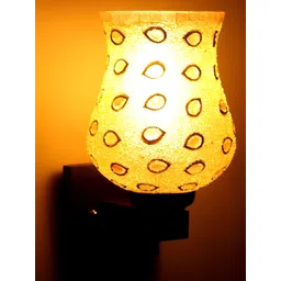 KINIS Brown & Beige Printed Bell Shaped Wooden Wall Lamp-picture-41