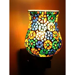 KINIS Brown & Green Printed Quirky Bell Shaped Wooden Wall Lamp-picture-15