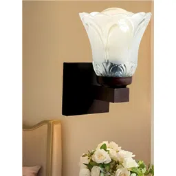 KINIS Brown & White Wood Quirky Wood Bell Shaped Wall Lamp-picture-13