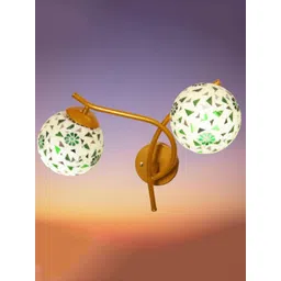 KINIS Gold-Toned & White Floral Printed Metal Spherical Shaped Wall Lamp-picture-39