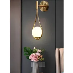 KINIS Gold-Toned & White Metal Spherical Shaped Wall Lamp-picture-13