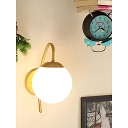 KINIS Gold-Toned & White Metal Spherical Shaped Wall Lamp-picture-17