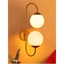 KINIS Gold-Toned & White Metal Spherical Shaped Wall Lamp With Bulb-picture-22