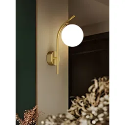 KINIS Gold-Toned & White Metal Spherical Shaped Wall Lamp With Bulb-picture-14