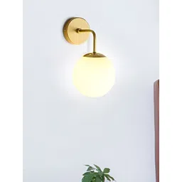 KINIS Gold-Toned & White Metal Spherical Shaped Wall Lamp With Bulb-picture-19