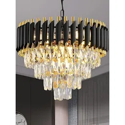 KINIS Unisex Black & Gold-Toned Textured Abstract Shaped Ceiling Lamp-picture-12