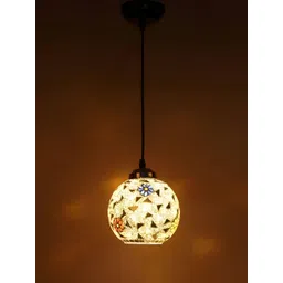KINIS White & Yellow Printed Glass Spherical Shaped Ceiling Lamp-picture-46